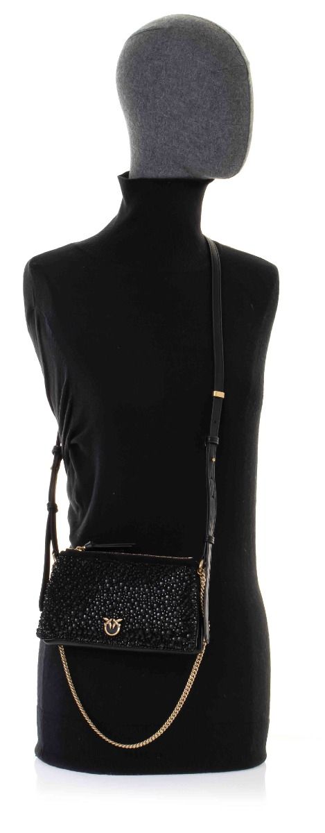 Pinko Mini Double Bag Fully Rhinestoned Shoulder Bag