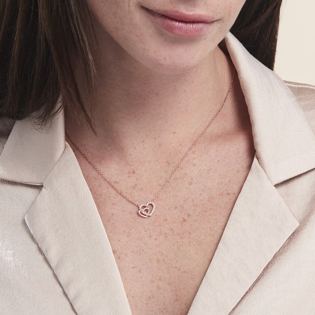 Collier Donatiane Argent Rose Oxyde De Zirconium