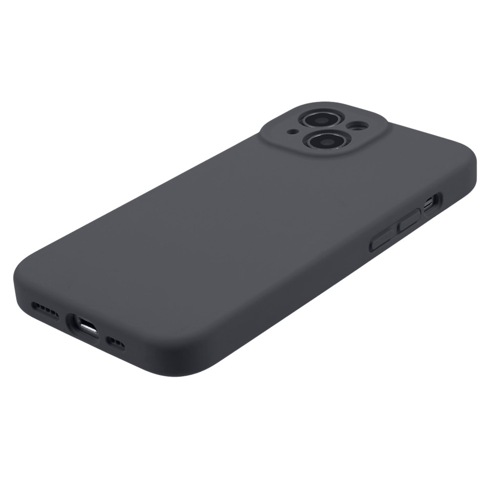 iPhone 15 Silikon Case Hülle mit Kameraschutz - Dunkelgrau