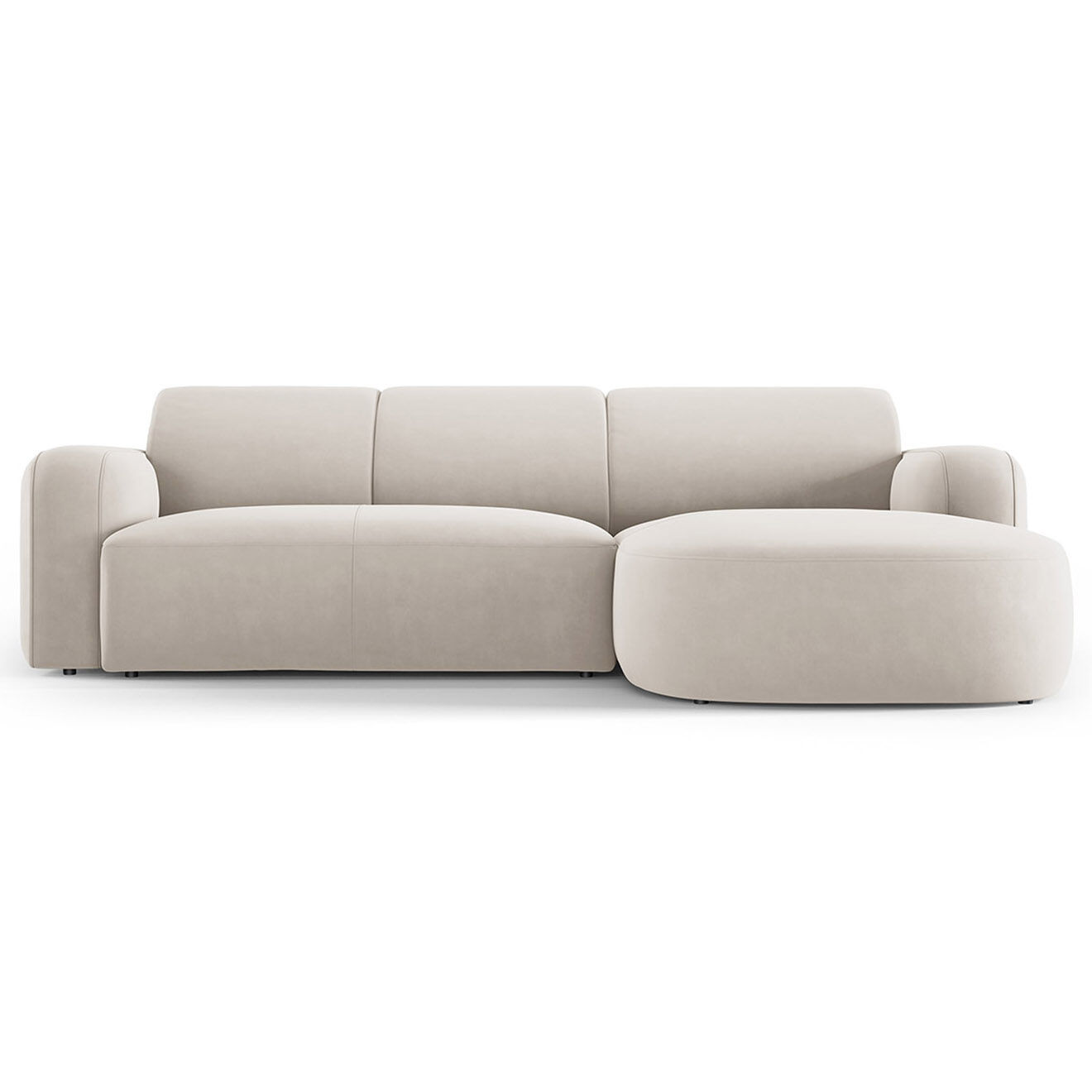 Mazzini Sofas Canapé d'angle droit Velours Jasmin 4 Places beige - 250x170x72 cm