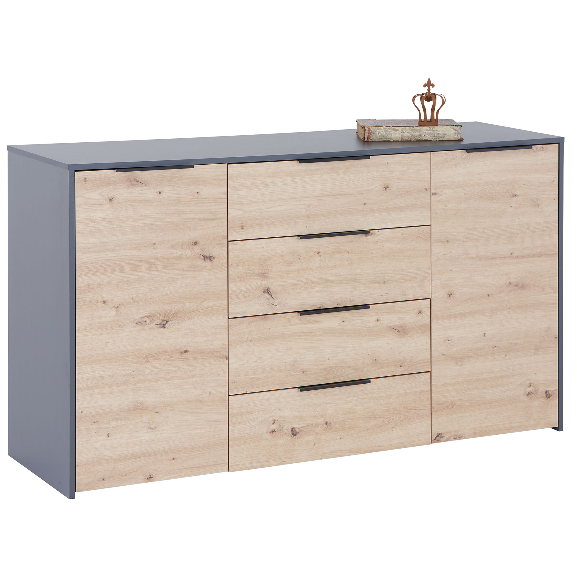 Sideboard - Artisan Eiche - anthrazit - 50 cm Übertiefe - 161 cm breit