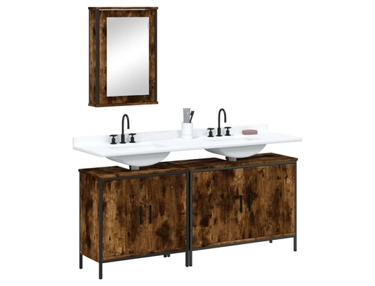 VIDAXL - Ensemble de meubles de salle de bain 3 pcs chêne fumé