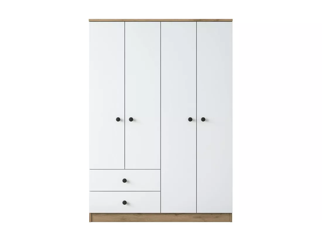 Grande Garde-robe Dalborghett, Meubles de chambre, Penderie de plain-pied, Placard à vêtements, 120x43 h170 cm, Noyer et Blanc