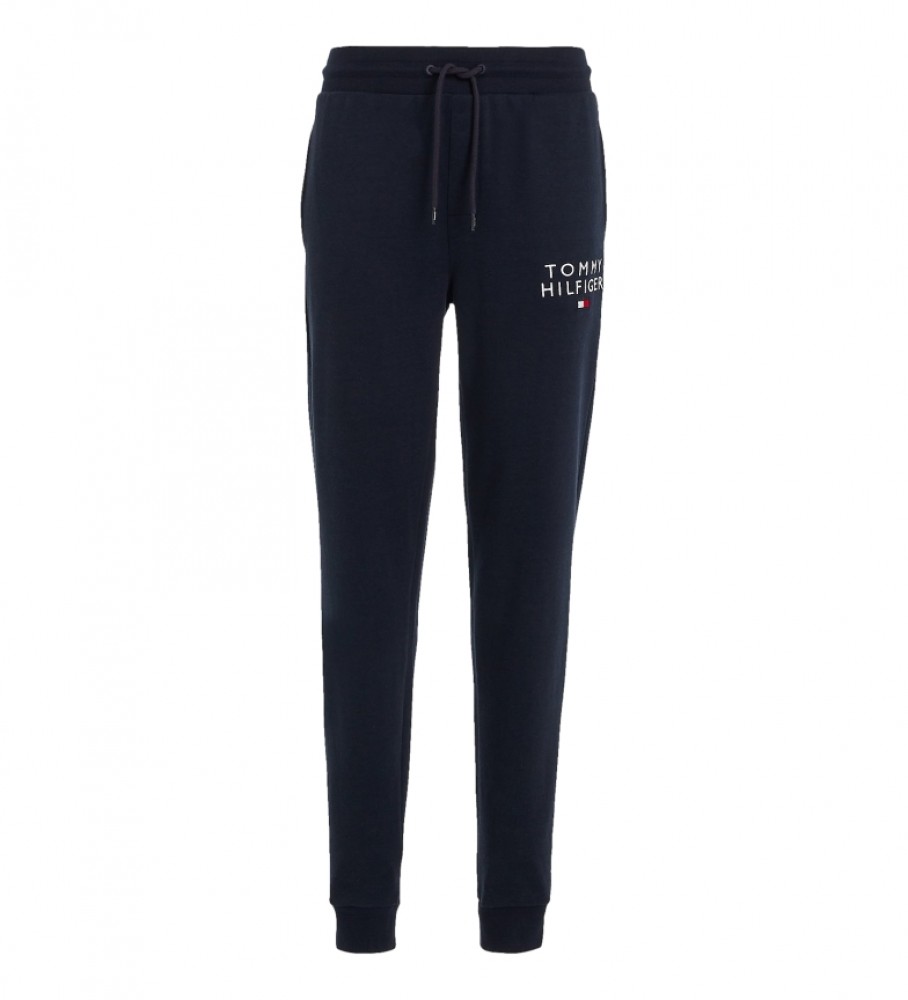 Calça jogger Tommy Hilfiger de cintura baixa, azul marinho com elástico.