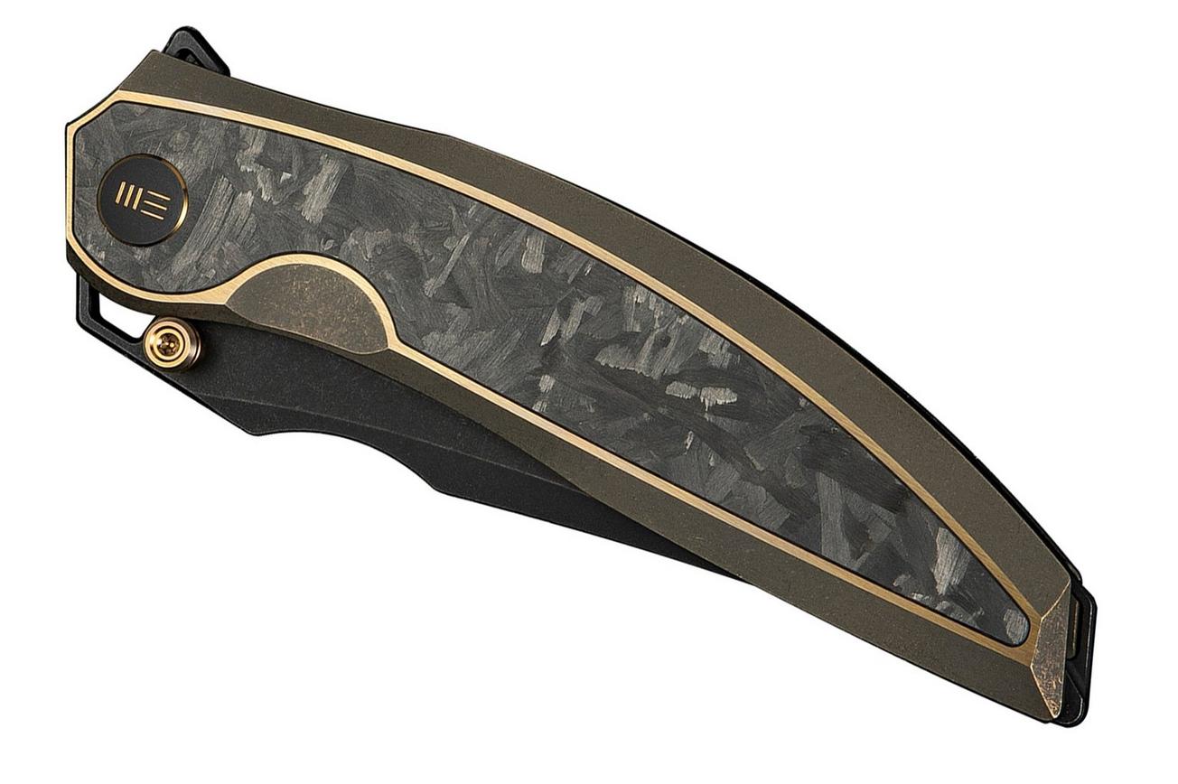 WE Knife Quinseris WE23093-2 Black Stonewashed Bronze Titanium Shredded Carbon Inlay, zakmes