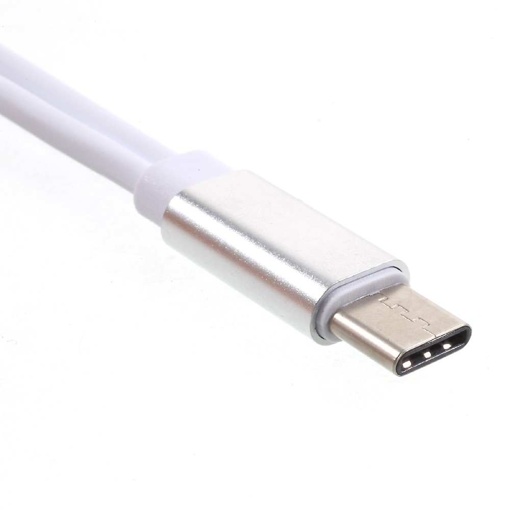 2in1 USB C auf 3.5mm AUX   USB C Adapter (12.5 cm) - Weiss / Silber