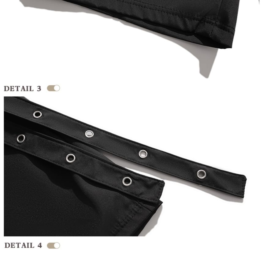 purplelouve - Mid Rise Plain Grommet Shorts