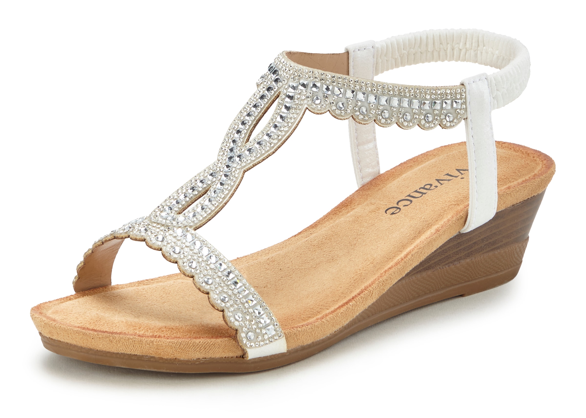 Vivance Sandalette »Sommerschuh«  Sandale, Sommerschuh mit Glitzerdetails und elastischem Riemchen VEGAN