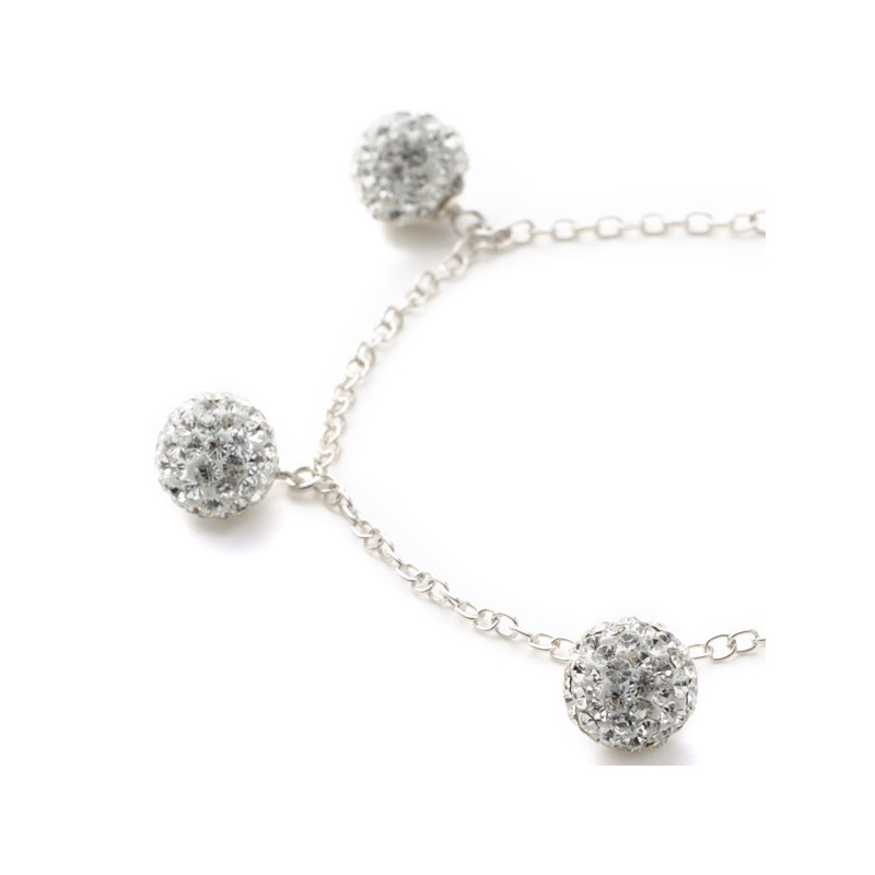 Bracelet Perles en Cristal Blanc et Argent 925
