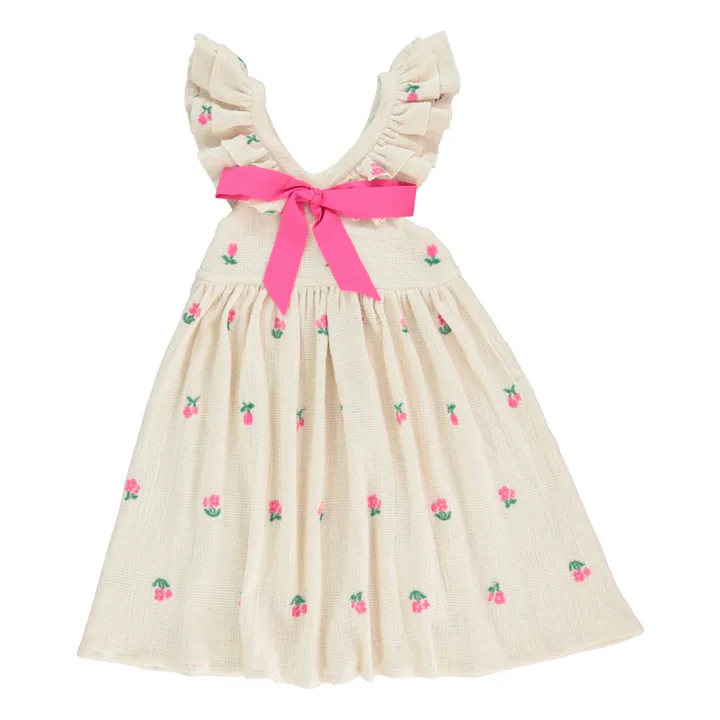 Bebe Organic Robe Fleurie Maille Fine Daisy | Ecru