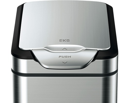 EKO Tina Touch 30L afvalbak met scharnierend deksel, mat zilver