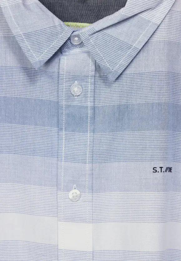 Gestreiftes Kurzarmhemd - steel blue