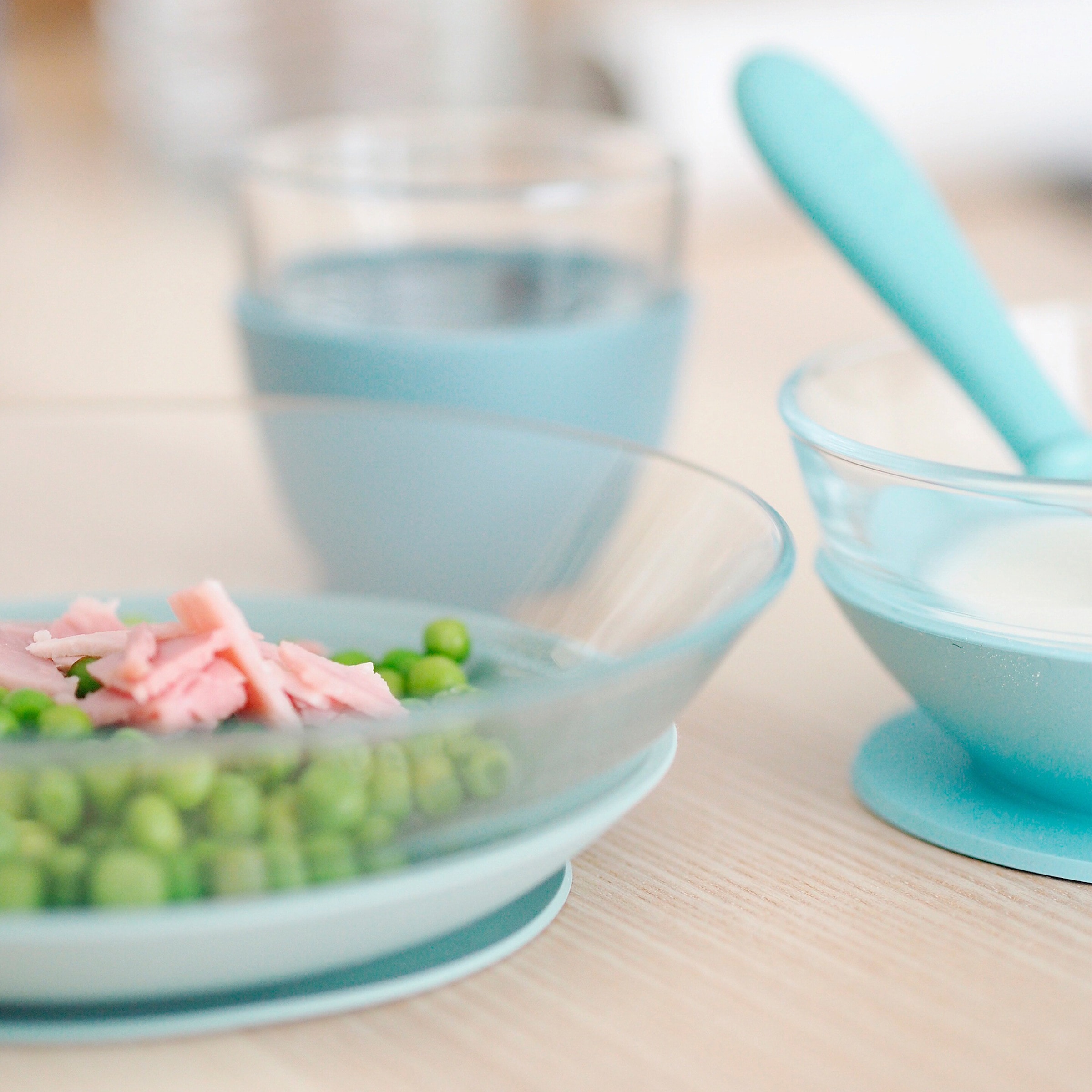 Beaba 3-tlg. Esslernset Glas blau / grau