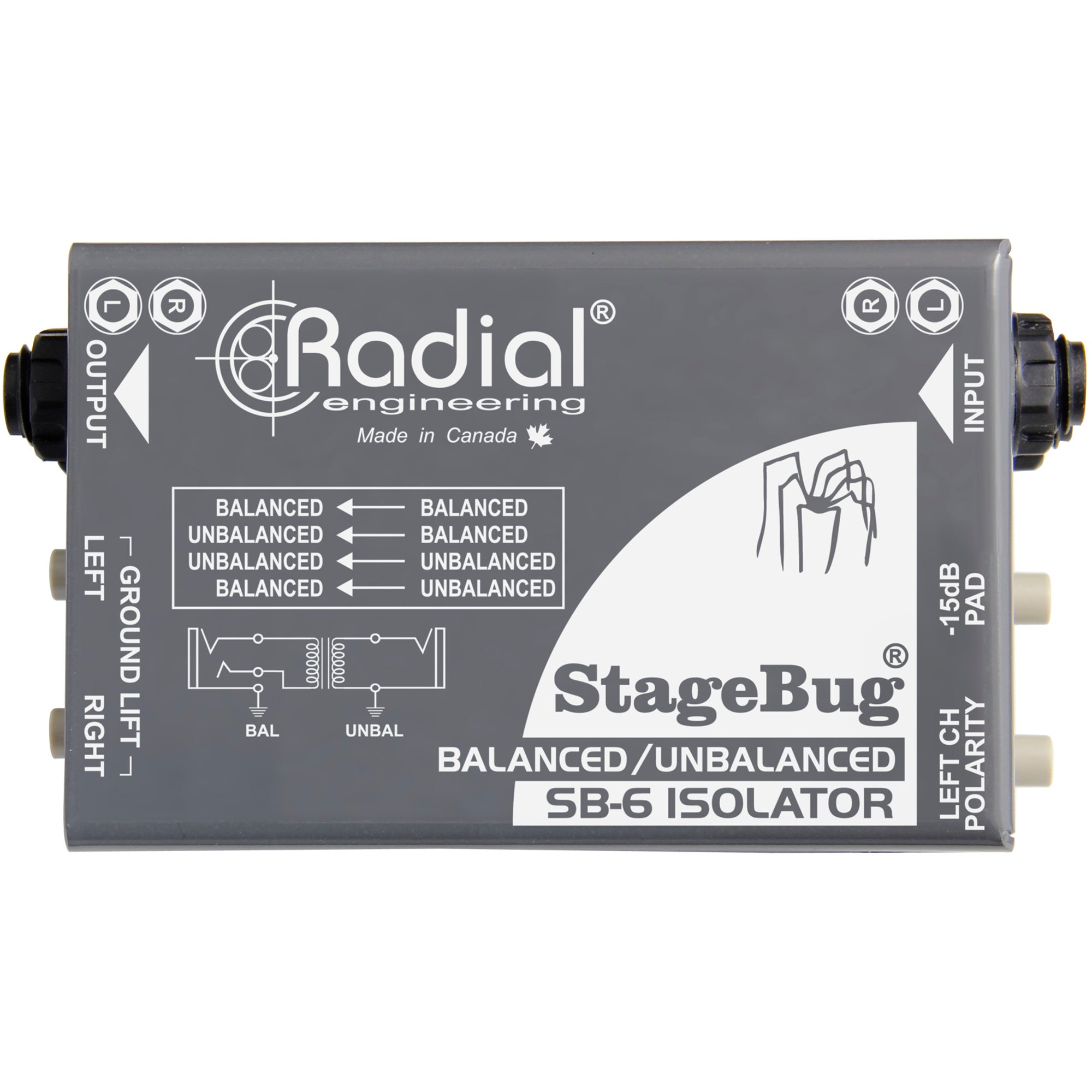 Radial StageBug SB-6 passieve stereo line isolator