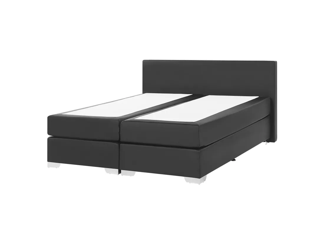 Lit Boxspring Cuir PU PRESIDENT 160 x 200 cm Noir