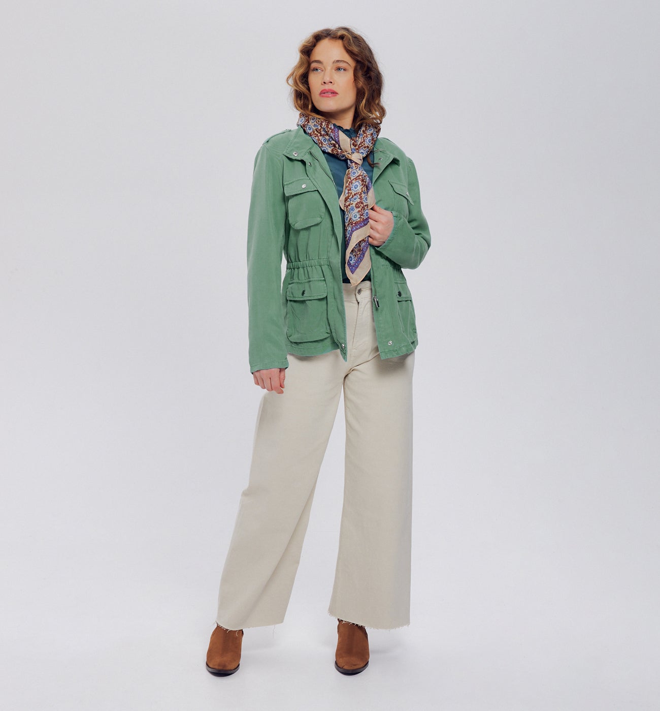 Veste saharienne en toile - Turquoise