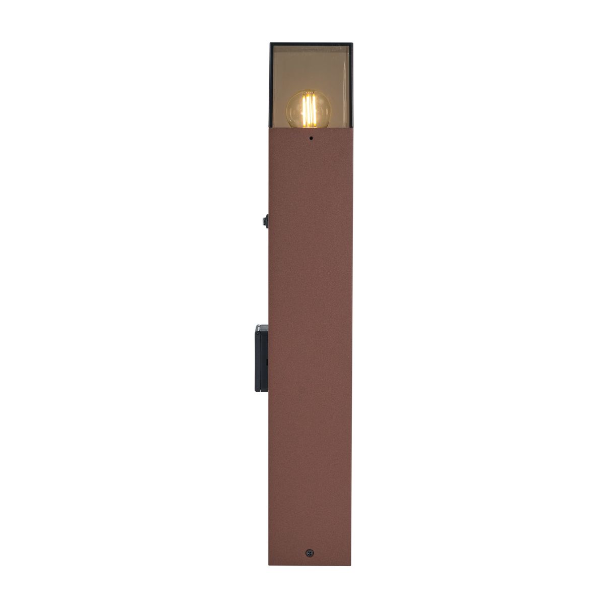 Industrieel buiten paaltje roestbruin met smoke glas 50cm met schemersensor - Denmark