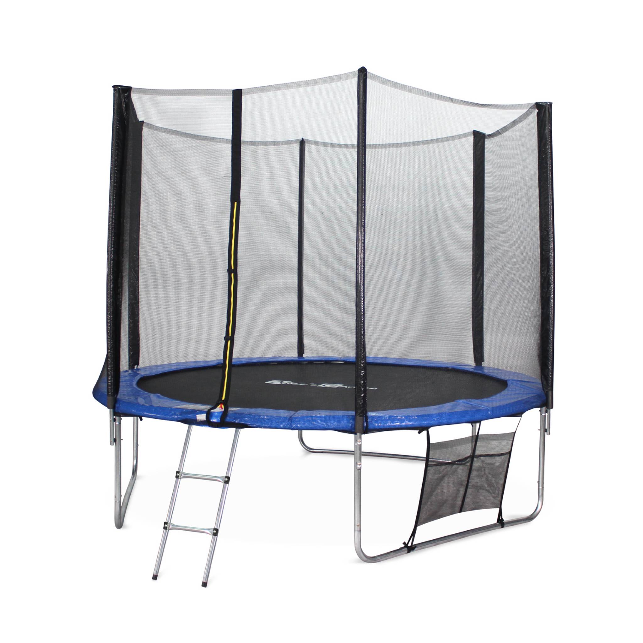 Trampoline 370 gris avec pack d'accessoires + tente de camping avec sac de transport