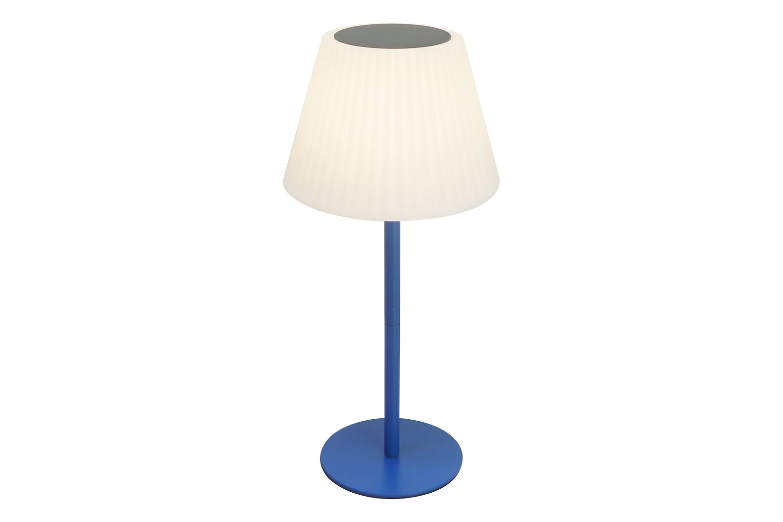 Solan solcelle lampe Blå 2W LED lys, 3trinn lysstyrke 1800mAh Lithium batteri, medfølger USB C ladekabel i tillegg til solar opplading, IP44 tåler og stå utendørs