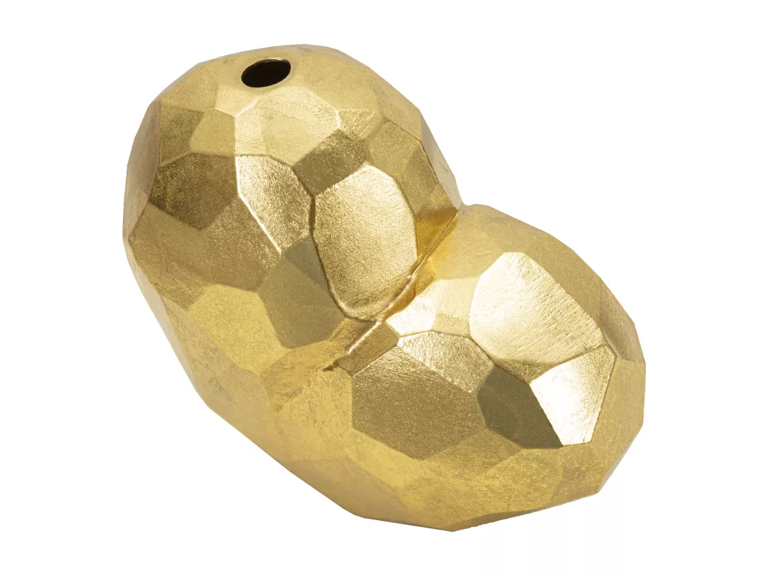 Vase coeur en résine dorée 19x9x18 cm
