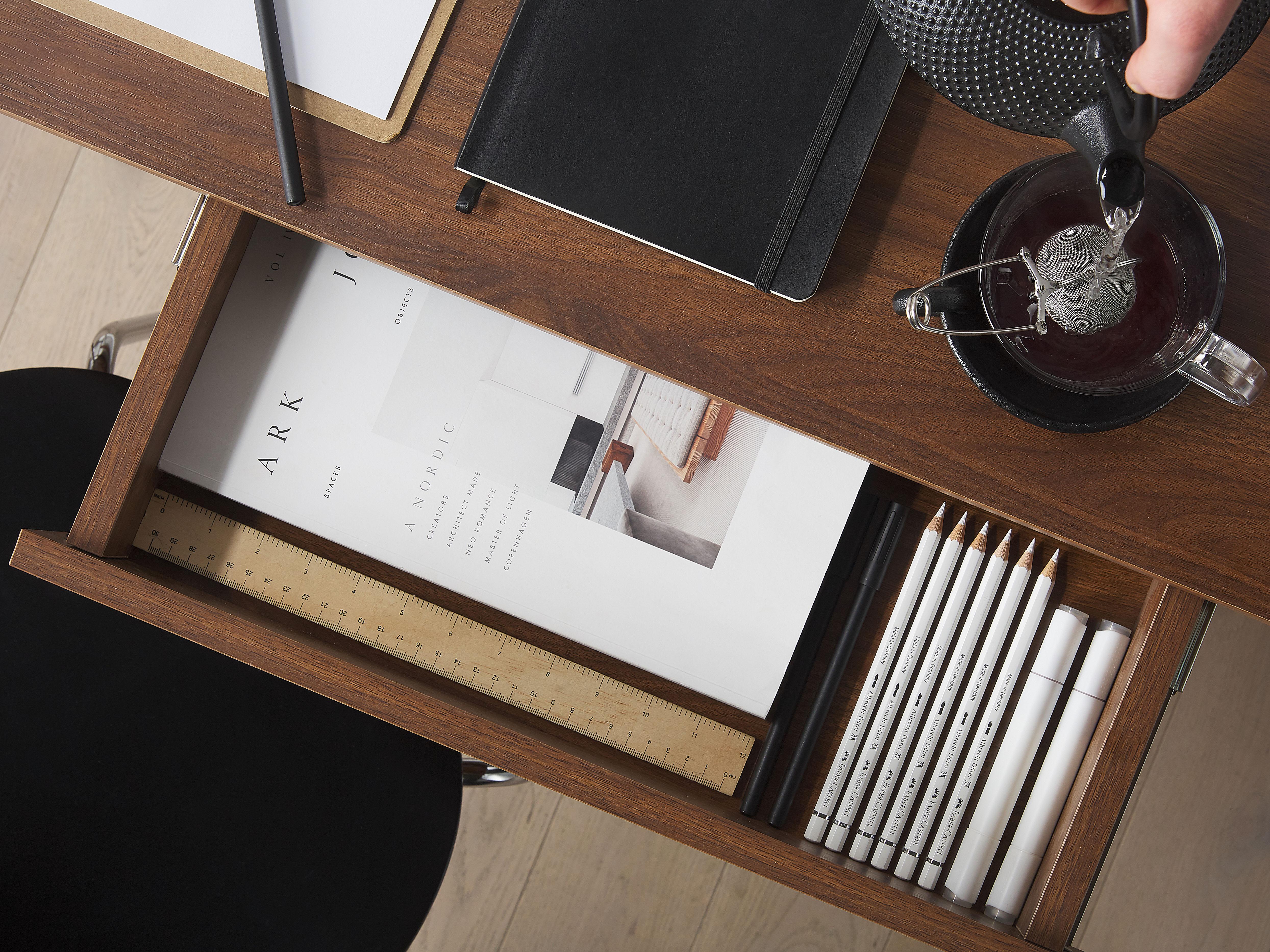 Bureau SHESLAY Donkerbruin 120 cm 70 cm met lades