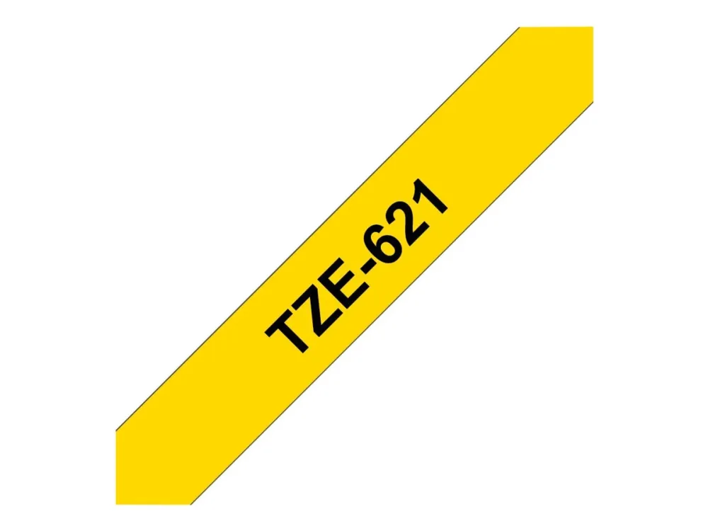 Brother TZe-621 labeltape - sort på gul 9mm x 8m