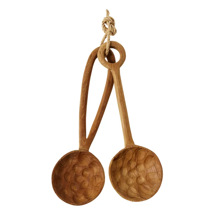 Pure Wood Design Couverts à salade rustiques - Set de 2 | Teck
