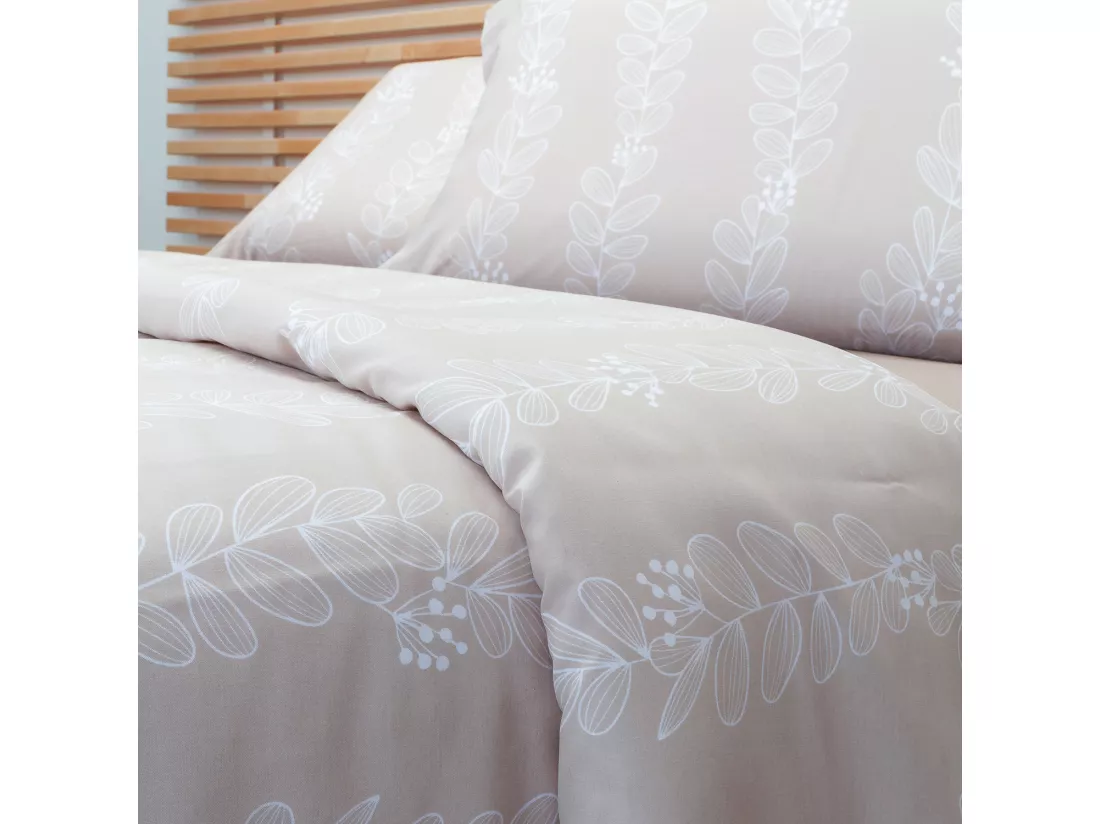 Jeu de housse de couette 50% coton imprimé feuilles Lin