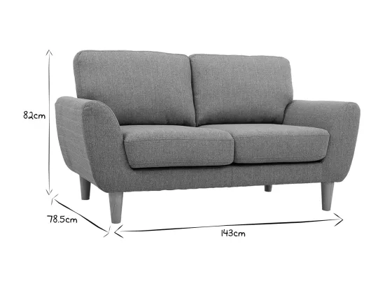 Canapé scandinave 2 places en tissu gris et bois clair ALICE