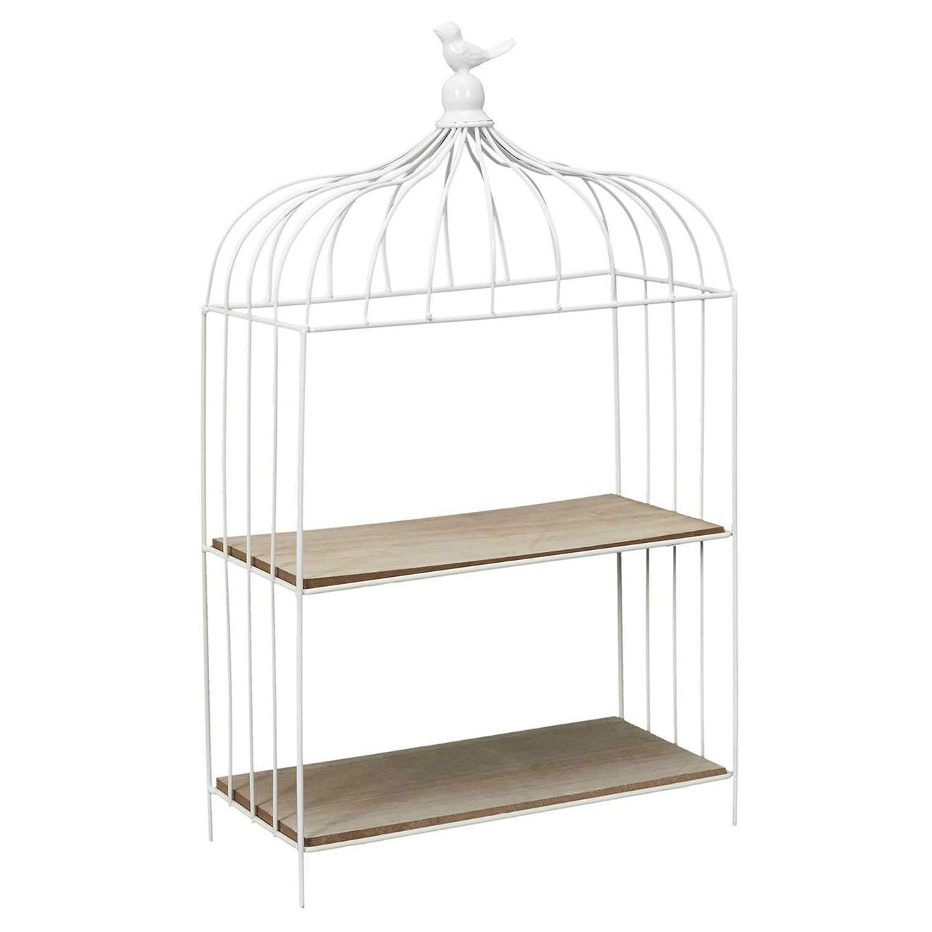 Home Deco Factory Cage à oiseau décorative blanche - 31x51x15 cm