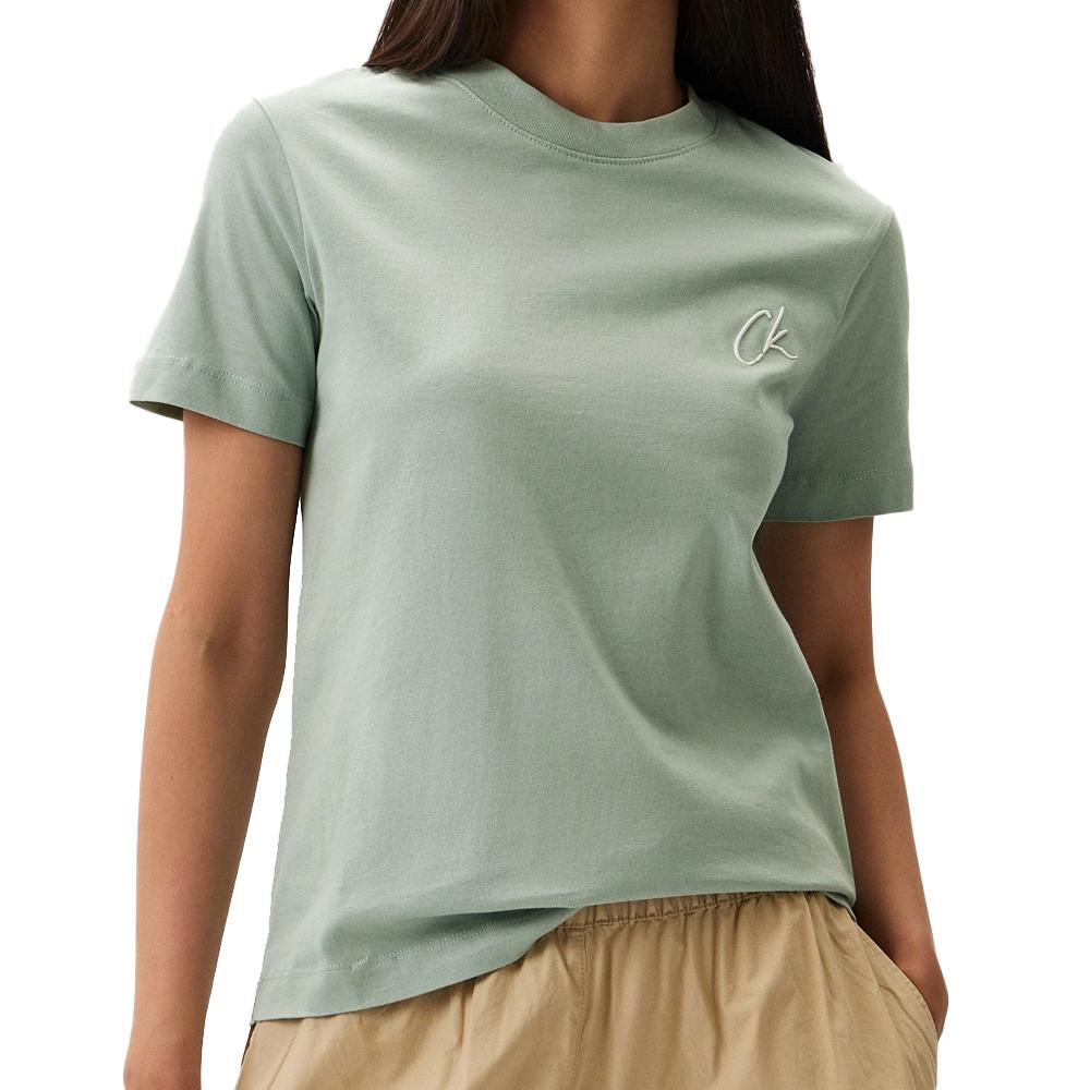 Calvin Klein Jeans T-shirt Vert Femme Calvin Klein Jeans Embroidered