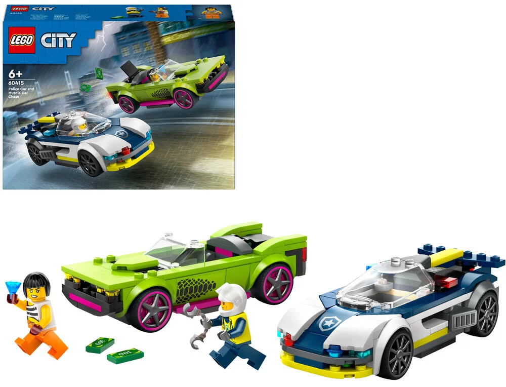 LEGO®CITY 60415 - LA COURSE-POURSUITE ENTRE LA VOITURE DE POLICE ET LA SUPER V
