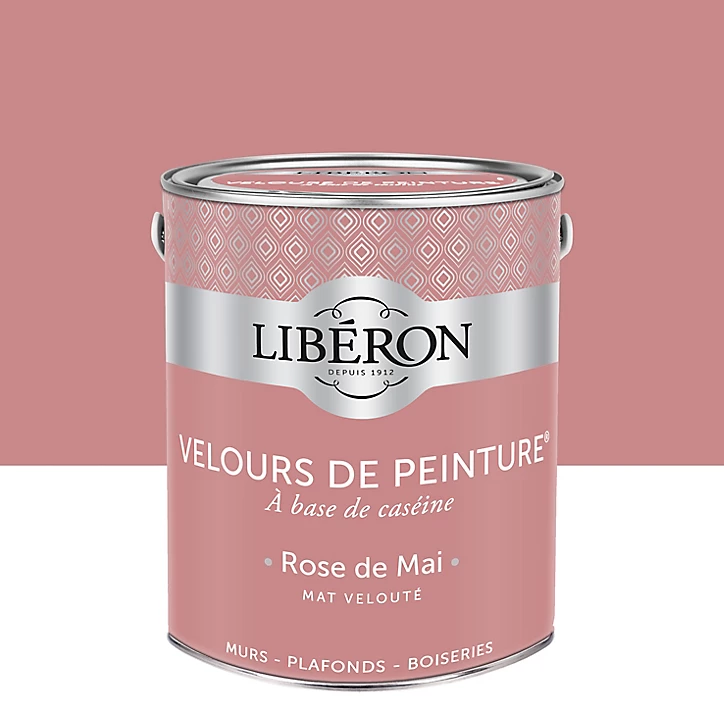 Peinture murs, plafonds et boiseries Velours de peinture rose de mai Libéron 2,5L