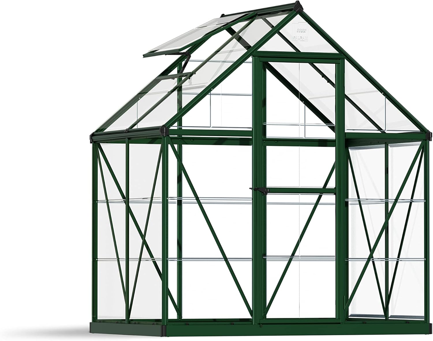 Canopia by Palram Gewächshaus klein Harmony 6x4 Treibhaus185x126 cm Aluminium Grün Tomatenhaus Polycarbonatplatten UV-beständig