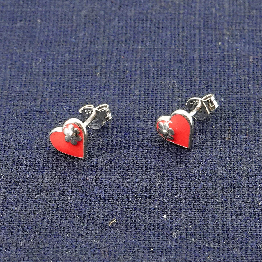 trendor Kinder Ohrringe Silber 925 HerzBlüte Ohrstecker silver