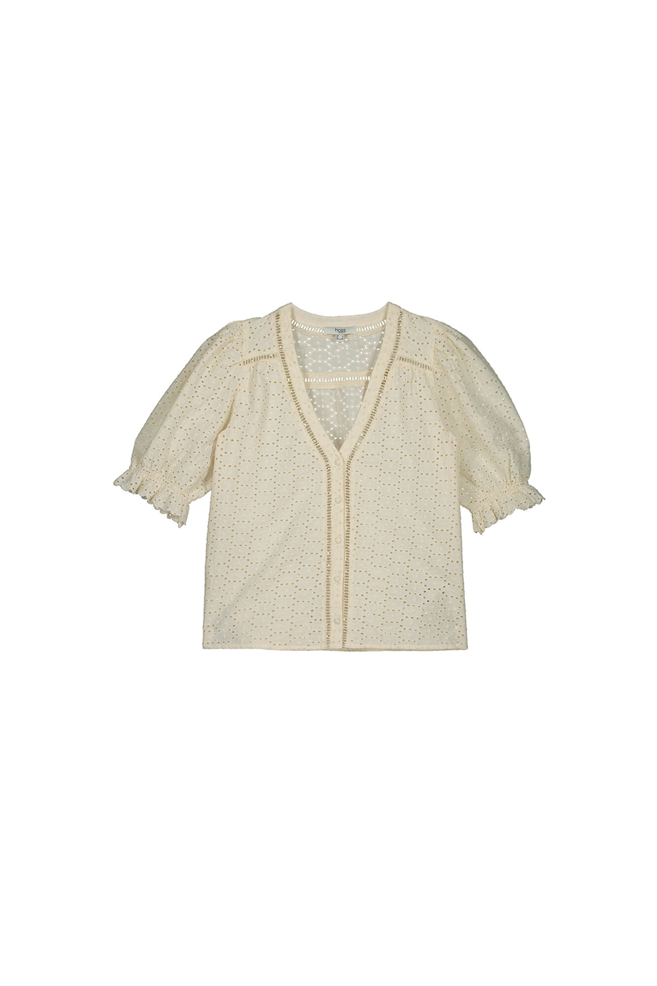 Camisa Inés, algodão com bordado inglês - Branca