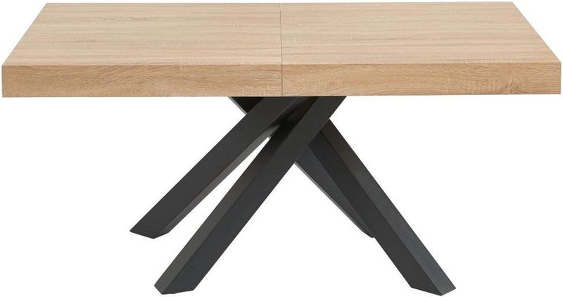 CATONAV - Uitschuifbare Eettafel - Naturel en Zwart - MDF en Metaal - 6 tot 10 Plaatsen