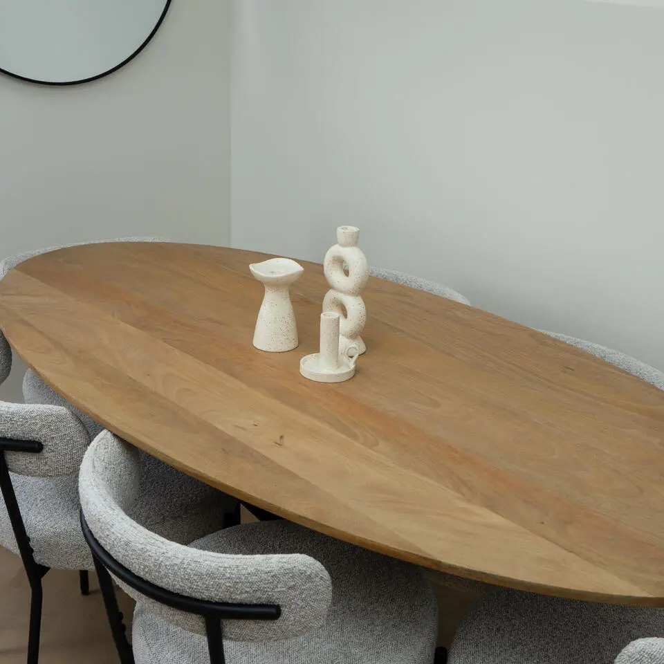 QUVIO Eettafel Sofia – Ovaal – 220x100 cm – Kruispoot - Naturel