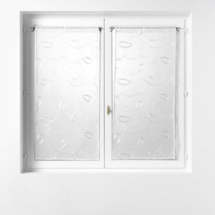 PAIRE DROITE PASSE TRINGLE 2X60X90CM BRODE HOOPS BLANC