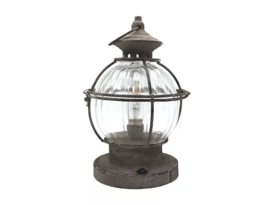 Lanterne jardin extérieur à poser ancienne métal verre gris 28cm