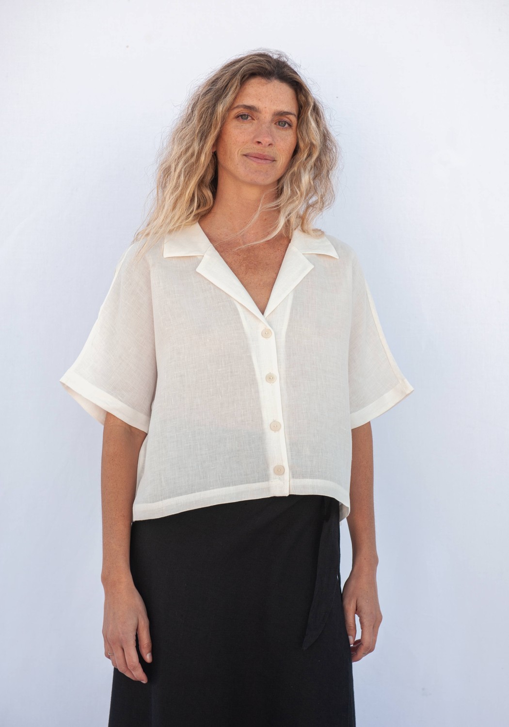 Jungle Folk Blouse Elise Linen Ecru