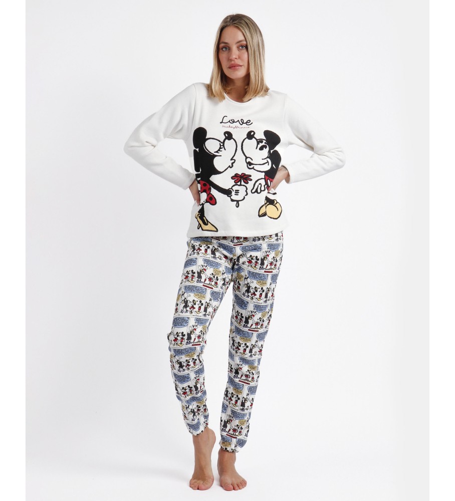 Pijama branco de manga comprida da Disney com estampa de quadrinhos