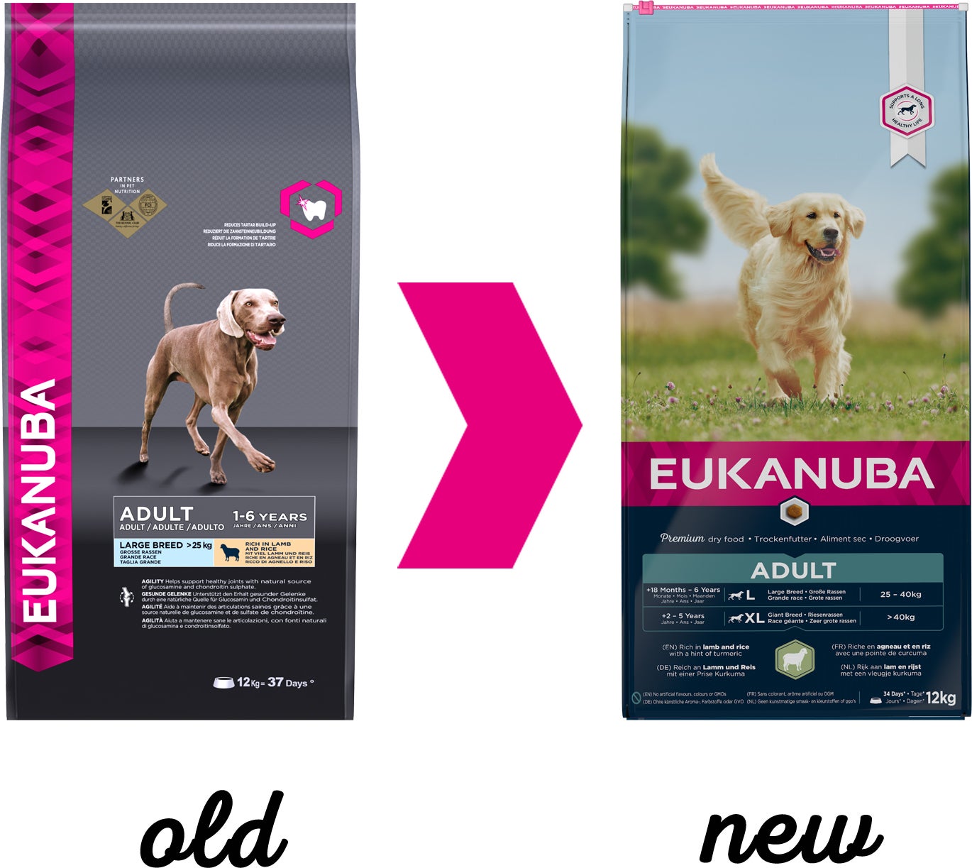 Eukanuba hondenvoer adult (extra) groot lam en rijst 12 kg