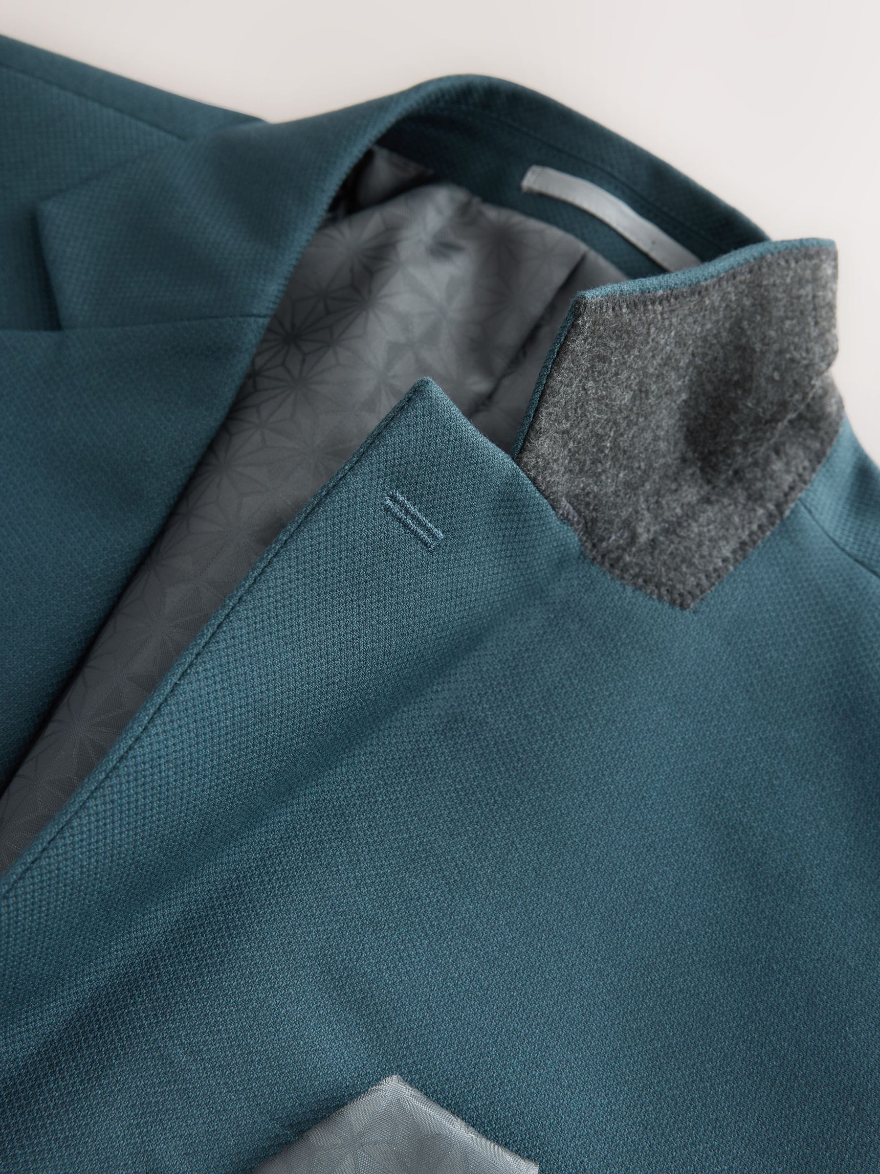 Blauwgroen - Slim Fit - Kostuum met textuur: colbert
