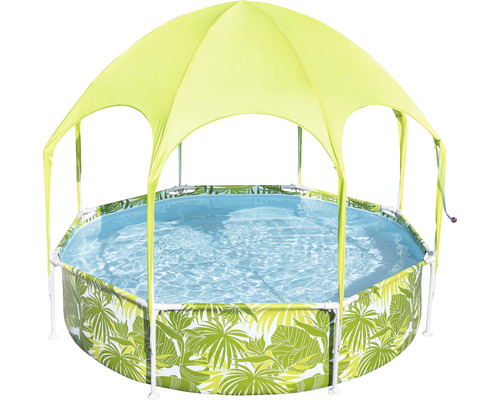 Bovengronds framezwembad, rond, 244 x 244 x 51 cm, 1688 l, multicolor, inclusief dak