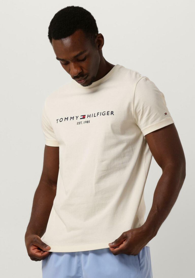 TOMMY HILFIGER beige tommy hilfiger t-shirt tommy logo tee