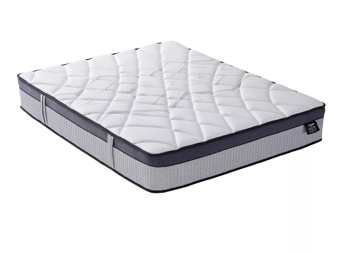 Ensemble 140 x 200 cm sommier coffre blanc + matelas hybride ressorts ensachés 5 zones et mousse à mémoire de forme ép.30cm - PATNOS de YSMÉE