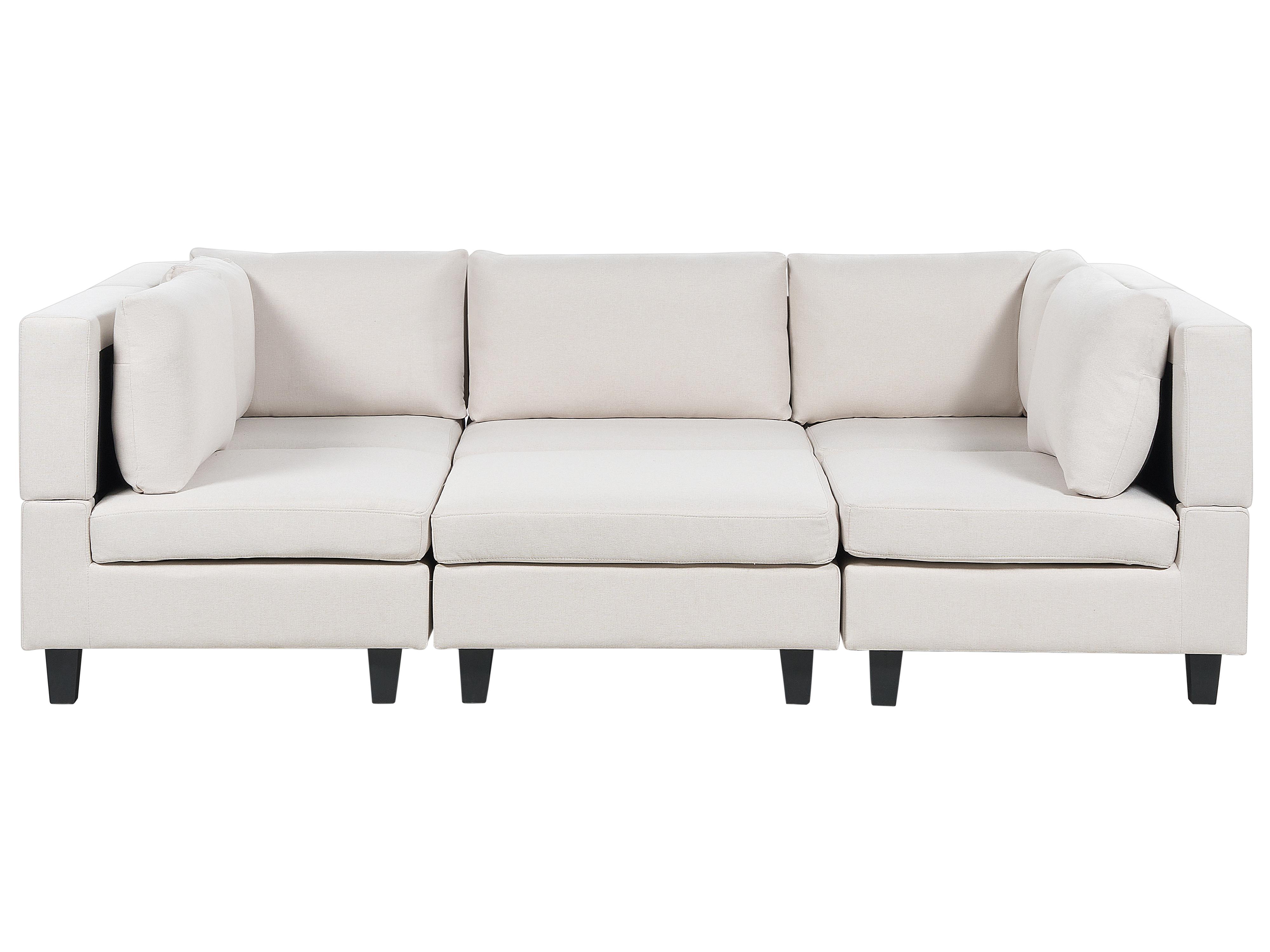 Modulaire U-vormige bank 5-zits UNSTAD Stof Lichtbeige met ottomaan
