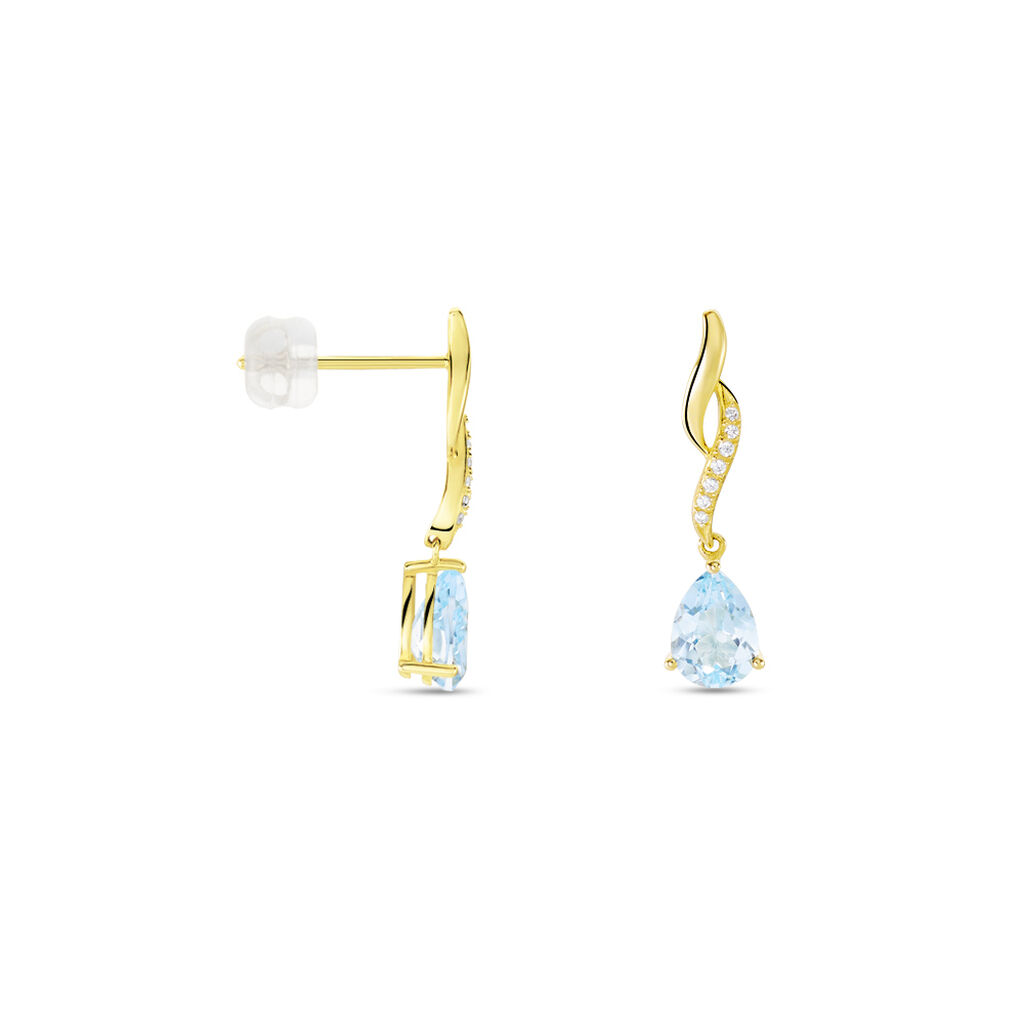 Boucles D'oreilles Pendantes Or Jaune Assaf Topaze