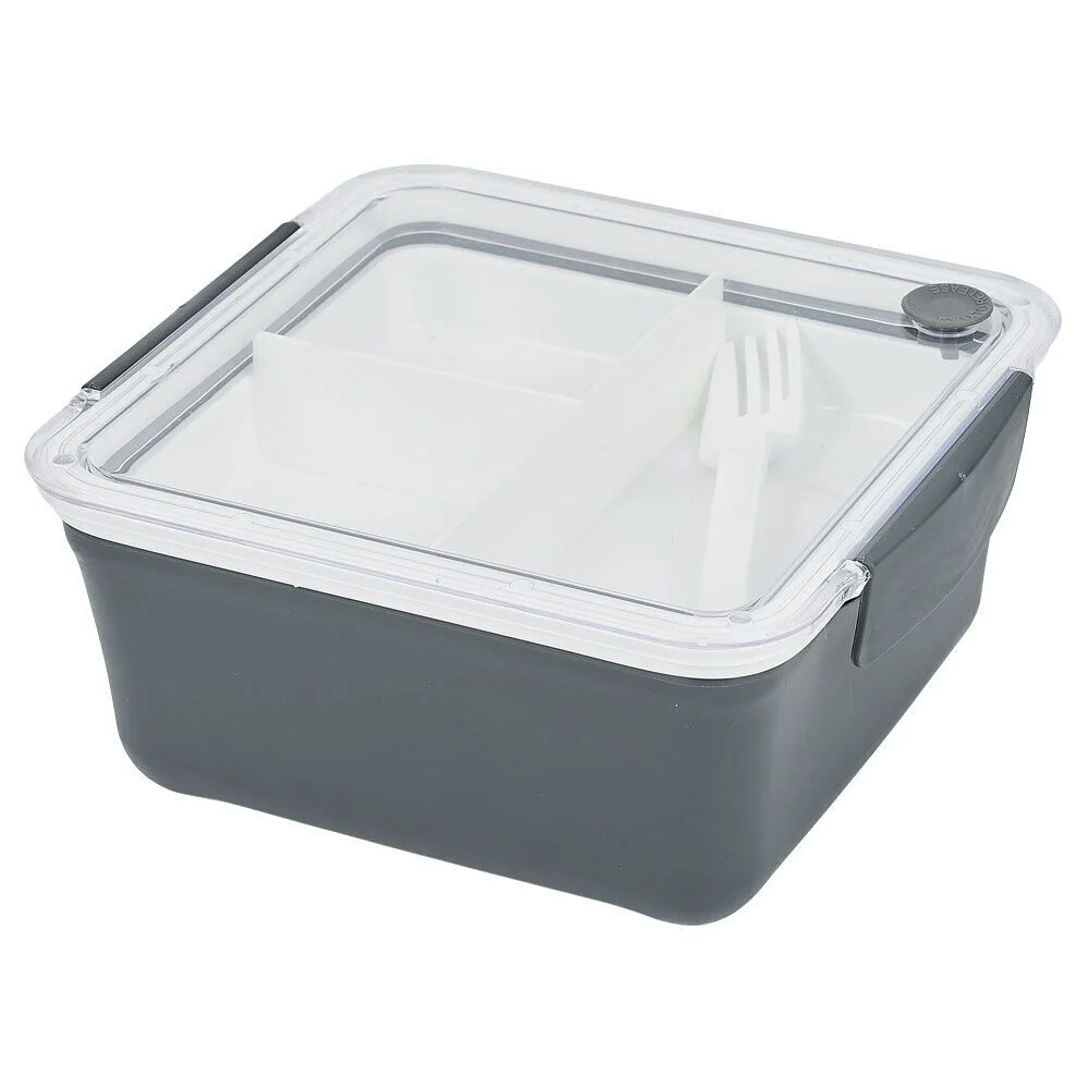 Lunch box 2 niveaux plastique gris 95cl